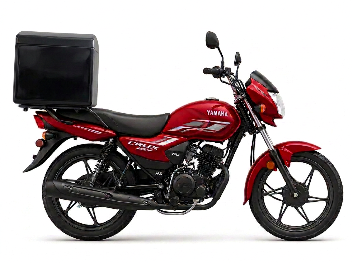 Moto Yamaha Crux Rev rouge SendMi avec top-case